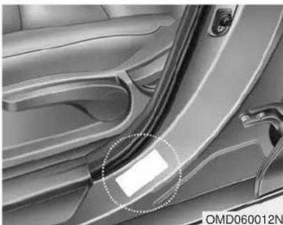 HYUNDAI Elantra GT (2017) - Recommended cold tire inflation pressures - 1