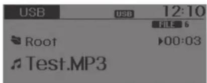 USB USB 12:10 FILE: 6 Root ▶00:03 Test.MP3