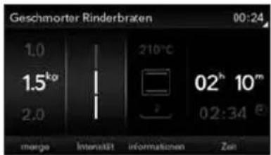 Geschmorter Rinderbraten 00:24 1.0 1.5 kg 2.0 210°C 02 h 10 m 02:34 E merge Intensität Informationen Zon