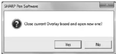 SHARP Pen Software Close current Overlay board and open new one? Yes No