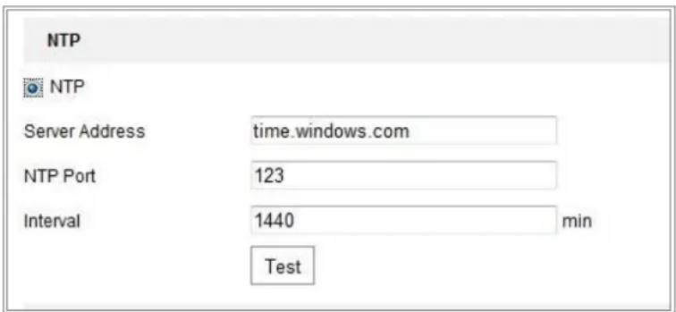 Hikvision DS-2CD7A26G0-IZS - Configure the NTP settings. - 1