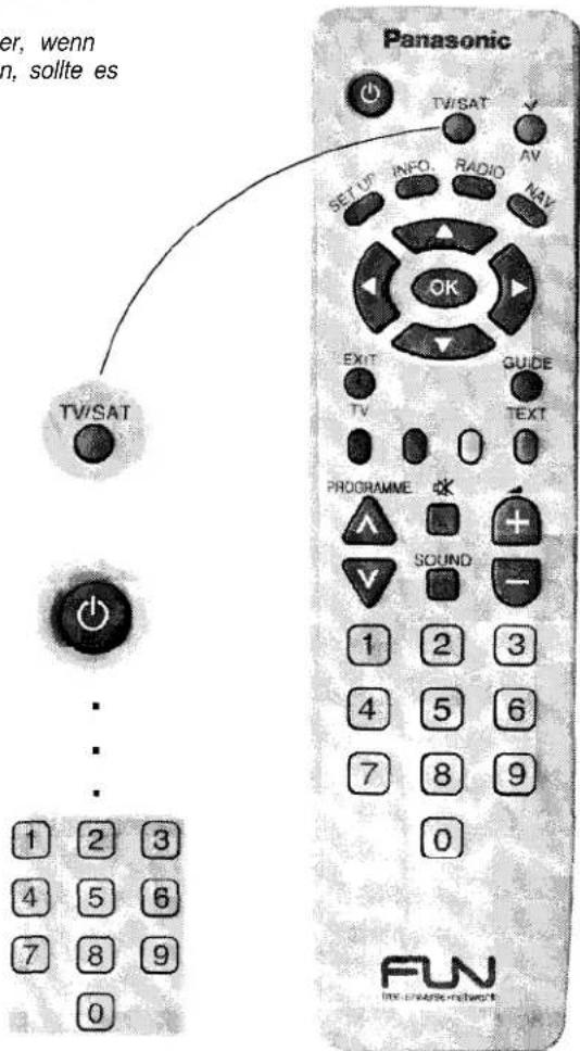 er, wenn n, sollte es Panasonic TV/SAT SET UP INFO RADIO NAV OK EXIT GUIDE TV TEXT PROGRAMME SOUND 1 2 3 4 5 6 7 8 9 0 FUN