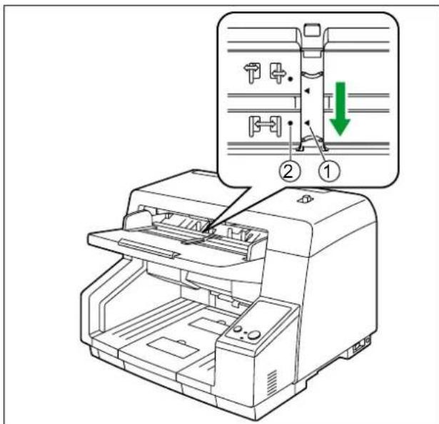 PANASONIC KV-S5055C - Ausrichten der linken und rechten Dokumentenführungen an deren ursprünglicher Position - 2