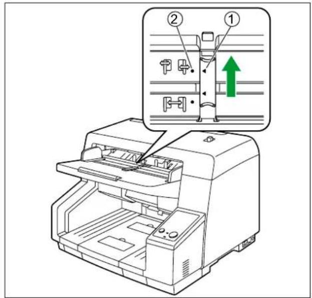 PANASONIC KV-S5055C - Ausrichten der linken und rechten Dokumentenführungen an deren ursprünglicher Position - 1
