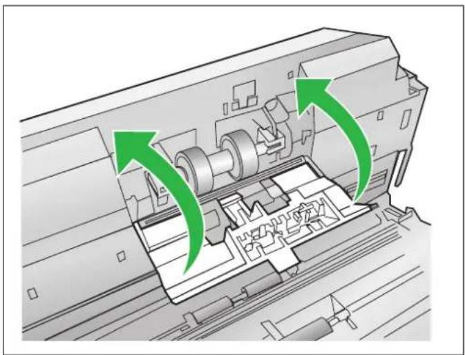 PANASONIC KV-C1025C - Die Abdeckung der Walze (grün), die den Doppeleinzug verhindert, fest schließen. - 1