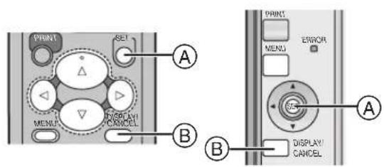 PRINT SET A MENI DISPLAY CANCEL B PRINT MENI EWROR A DISPLAY CANCEL B