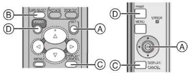 B C D C A D PRINT PRINT SELECT ROTATE ZOOMOUT PRINT SET MENI DISPLAY CANCEL C C PRINT MENI ERROR A C DISPLAY CANCEL