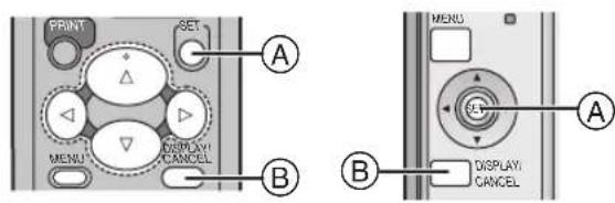 PRINT SET A MENU DISPLAY CANCEL B MENU SET A DISPLAY CANCEL B