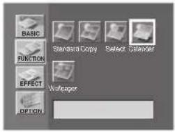 BASIC FUNCTION EFFECT OPTION Standard Copy Select Calendar Acceler