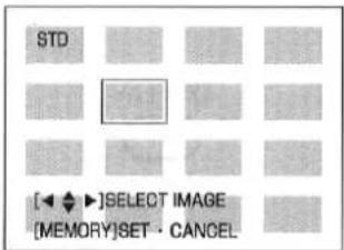 STD [◀ ◆ ▶]SELECT IMAGE [MEMORY]SET · CANCEL