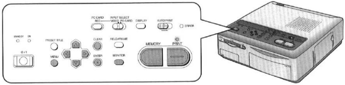 STANDY ON ON PREFET TITLE MENU PO CARD REC INPUT SELECT VIDEO PO CARD DISPLAY AUTO PRINT ERROR CLEAR FIELDFRAME ENTER MONITOR MEMORY PRINT