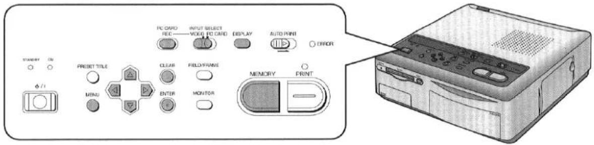 PC CARD REC INPUT SELECT VOCO PC CARD DISPLAY AUTO PRINT ERROR STANDARD ON ○ ○ ○ PREFSET TITLE ○ ○ ○ MENU ● CLEAR FIELD/FRAME ○ ○ ○ ENTER MONITOR MEMORY ○ PRINT ○ ○ ○ Φ /1