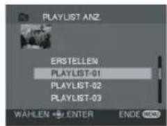 PLAYLIST ANZ ERSTELLEN PLAYLIST-01 PLAYLIST-02 PLAYLIST-03 WAHLEN ENTER ENOE