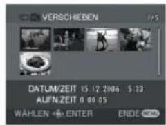 VERSCHIEBEN 1/5 DATUM/ZEIT 15 /2 2004 5:33 AUFN.ZEIT 0.00.05 WÄHLEN ENTER ENDE