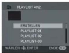 PLAYLIST ANZ ERSTELLEN PLAYLIST-01 PLAYLIST-02 PLAYLIST-03 WALLEN +Enter ENDE