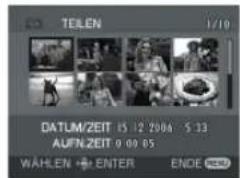 TEILEN 1/10 DATUM/ZEIT 15 12 2004 $ 33 AUFN.ZEIT 0 00 05 WÄHLEN ENTER ENDE