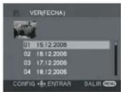 VER(FECHA) 01 15.12.2006 02 16.12.2006 03 17.12.2006 04 18.12.2006 CONFIG •• ENTRAR SALIR MENU