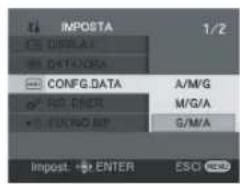 IMPOSTA 1/2 DISCUAT DATA CONFIG.DATA A/M/G M/G/A FUSNO BY G/M/A Impost. → ENTER ESCI