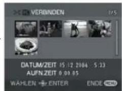 VERBINDEN 1/5 DATUM/ZEIT 05.12 2004 5:33 AUFN.ZEIT 0.09.05 WAHLEN ENTER ENDE