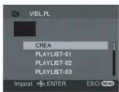 VISL.PL CREA PLAYLIST-01 PLAYLIST-02 PLAYLIST-03 Impost. ENTER ESCI