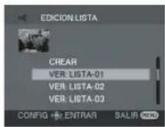 EDICION LISTA CREAR VER LISTA-01 VER LISTA-02 VER LISTA-03 CONFIG ENTRAR SALIN