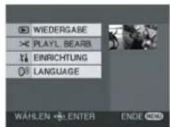 WIEDERGABE PLAYL BEARS EINRICHTUNG LANGUAGE WÄHLEN ENTER ENDE