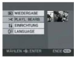 WIEDERGABE PLAYL BEARS EINRICHTUNG LANGUAGE WÄHLEN ENTER ENDE