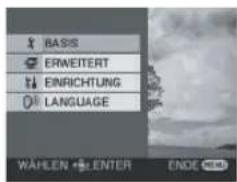 BASIS ERWEITERT EINRICHTUNG LANGUAGE WÄHLEN • ENTER ENDE