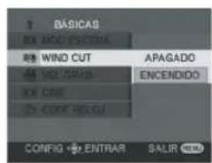 BASICAB WIND CUT APAGADO ENCENDIDO WIND CUT ACCUMUL ON CAFS 2+ CONF HACU CONFIG ENTRAR SALIR