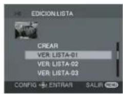 EDICION LISTA CREAR VER: LISTA-01 VER: LISTA-02 VER: LISTA-03 CONFIG → ENTRAR SALIR