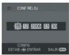 CONF RELOJ 15:12:2006 03:30 CONFIG ESTAB ENTRAR SALIR