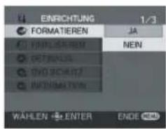 ENRICHUNG 1/3 FORMATIEREN JA FINALISEREN NEIN DETRAVEL DVD SCHUTZ WITHDRAWN WAHLEN ENTER ENDE