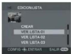 EDICION LISTA CREAR VER LISTA-01 VER LISTA-02 VER LISTA-03 CONFIG ENTRAR SALIR