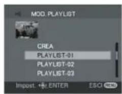 MOD. PLAYLIST CREA PLAYLIST-01 PLAYLIST-02 PLAYLIST-03 Import. +/-r ENTER ESCI NEW