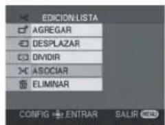 EDICION-LISTA AGREGAR DESPLAZAR DIVIDIR ASOCIAR ELIMINAR CONFIG ENTRAR SALIR