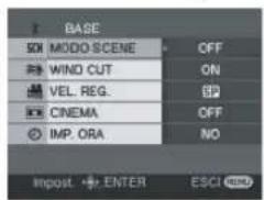 BASE MODO-SCENE OFF WIND CUT ON VEL. REG. 62 CINEMA OFF IMP. ORA NO Import ENTER ESCI RUN