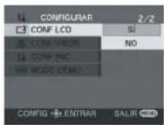 CONFIGULAR CONF LCD CONF Visions CONF INC MODE OF MNC 2/2 SI NO CONFIG ENTRAR SALIN