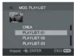 MOD. PLAYLIST CREA PLAYLIST-01 PLAYLIST-02 PLAYLIST-03 Impost. → ENTER ESCI ⬤
