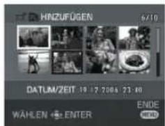 HINZUFÜGEN 6/10 DATUM/ZEIT 19 17 2006 23:40 WÄHLEN ENTER ENDE