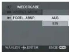 WIEDERGABE FORTL, ABSP AUS EN WALLEN ENTER ENDE