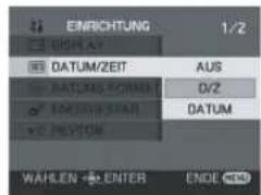 EINRICHTUNG 1/2 DISPLAY DATUM/ZEIT AUS DATUMS FORMAT D/2 ON CHINESE STAR DATUM ON HISTON WALLEN ENTER ENDE