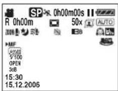 SP 0h00m00s R 0h00m 50x AUTO AVI 1/100 OPEN 3dB 15:30 15.12.2006