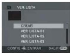 VER. LISTA CREAR VER. LISTA-01 VER. LISTA-02 VER. LISTA-03 CONFIG + ENTRAR SALIN