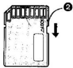 Diagram of a memory card with labeled component and directional arrow indicating movement or change