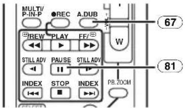 MULTI/ P-IN-P ●REC A.DUB REW PLAY FF W STILL ADV PAUSE STILL ADV INDEX STOP INDEX PB.ZOOM 67 81