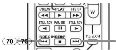 STREW PLAY FF/50 W STILL ADV PAUSE STILL ADV INDEX IN BEEP P.B. ZOOM 70 70
