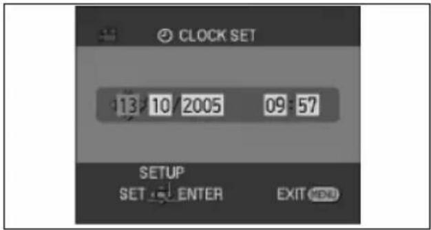 CLOCK SET 13:10/2005 09:57 SETUP SET ENTER EXIT MENU