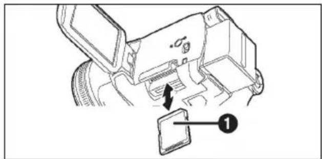 Technical diagram showing a device with labeled parts, including a directional arrow and numbered annotation '1'