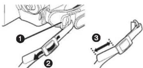 Diagram showing three steps of car seatbelting: grip, buckle, and buckle clamp placement.