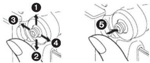 Technical diagram showing mechanical assembly steps with numbered components and directional arrows